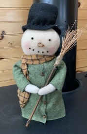 Snowman with broom